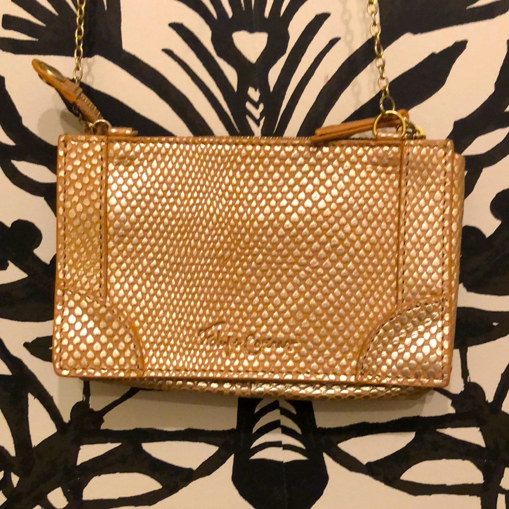 Gold snakeskin cocktail bag